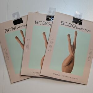 NWT BCBGeneration Black Sheer Tights Size Large (3 Pair )